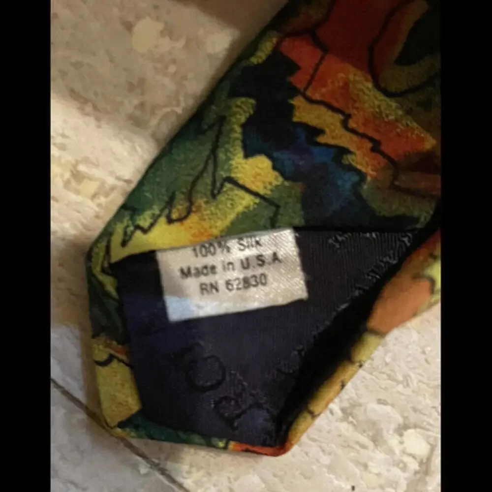 J GARCIA MENS TIE ORANGE GREEN YELLOW Running Paint‎ Pattern